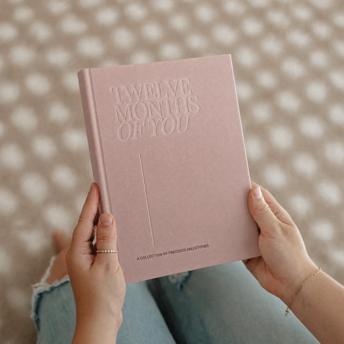 Blush keepsake album held in hands