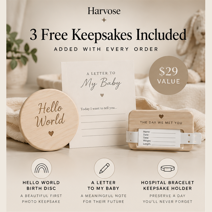Three free Harvose keepsake gifts included with every order